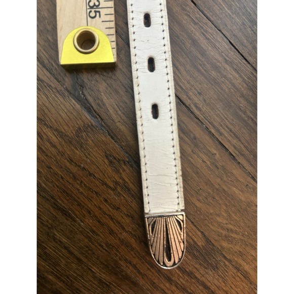 vintage-style Southwestern beaded leather belt Mountain & Diamond Pattern White main image 7